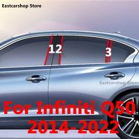 สำหรับ Infiniti Q50 2022 2021รถ B C เสากลางคอลัมน์หน้าต่างพีซีสีดำสดใสอุปกรณ์ตกแต่งสติกเกอร์2014-2020