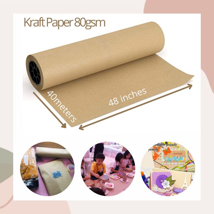 30cmx30m Brown Kraft Paper Roll Wrapping Paper for Packing Gift