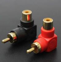 2ชิ้น RCA ขั้วต่อมุมขวาตัวแปลงปลั๊กชายหญิง 90 องศาข้อศอก