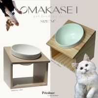 ชามอาหารแมว ชามข้าวแมว แบบยกสูง ชามเอียง  ミ??????? ???? ????? size M* #1sʟᴏᴛ - pet bowl - dog - cat