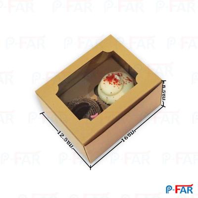 (50 ใบ) กล่องคัพเค้ก 2 หลุม  สแน็คบ๊อก  ใหญ่  ขนาด 12.5 x 16 x 8.5 cm  (เฉพาะกล่อง)