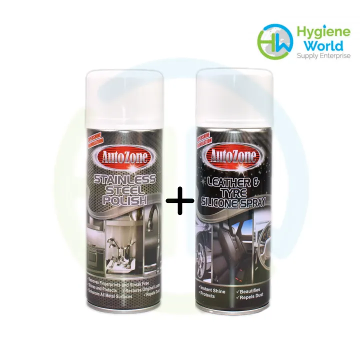 Autozone Stainless Steel Polish 400ml + Autozone Leather & Tyre