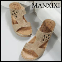 รองเท้าแตะส้นแบนลายดอกไม้สวยงามสำหรับผู้หญิงแฟชั่น MANXIXI (ขนาด35-43)
