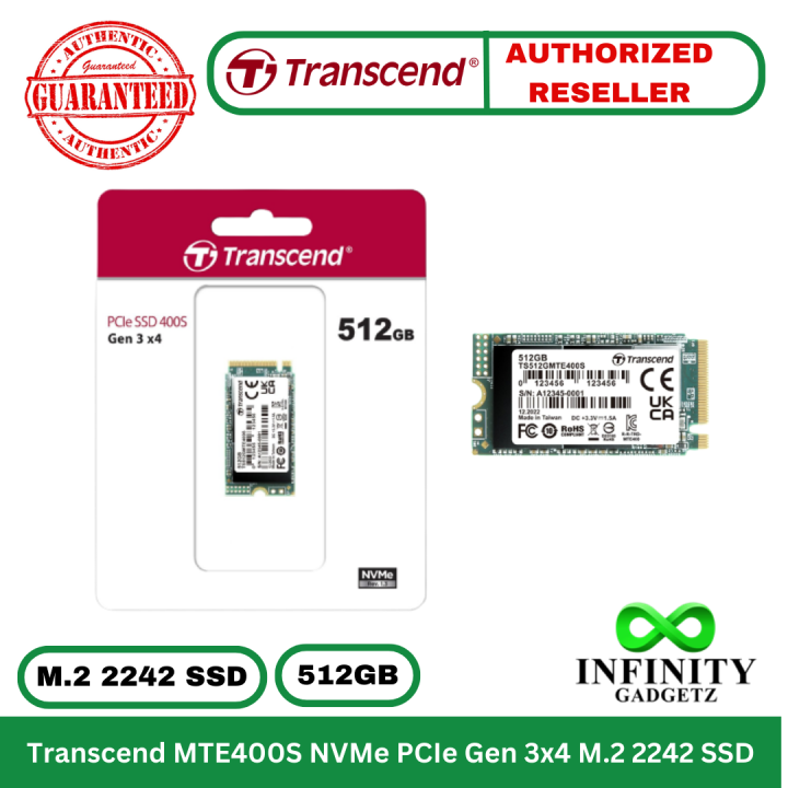 512GB Transcend MTE400S NVMe PCIe Gen 3x4 M.2 2242 SSD 400S 2000MB/s R ...