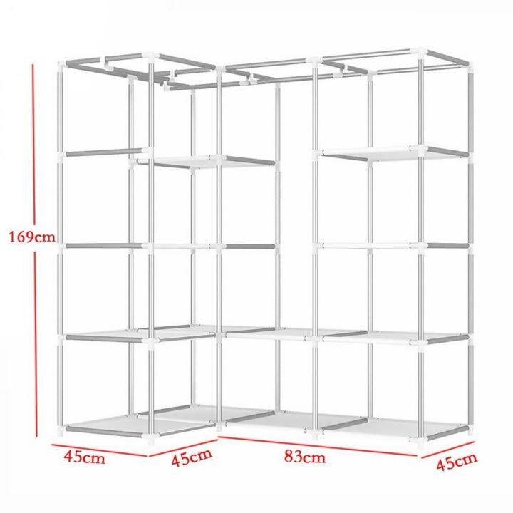 รุ่นใหม่-ชุดเข้ามุม-mgn-โครงเหล็กเคลือบกันสนิม-ตู้ใส่เสื้อผ้าพับเก็บได้พร้อมผ้าคลุม-ตู้เสื้อผ้า-ชุดเข้ามุม-diy-3-บล๊อค-สีแดง-l-4