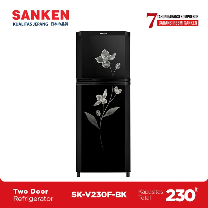 Sanken Lemari Es Kulkas Pintu Rak Kaca Sk V F Bk Black Flower