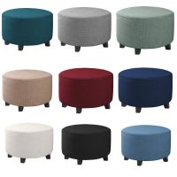 High Stretch Footrest Ottoman Covers Washable Decoration Cover Spandex Round Slipcover Ottoman Footstool Protect For Living Room Sofa Covers  Slips