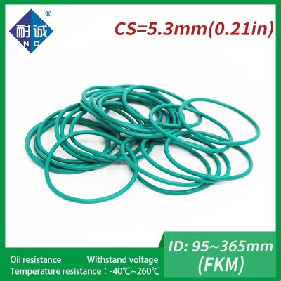 1PC/lot fluoro Rubber Ring Green FKM O ring Seals Thickness 5.3mm ID95/97.5/100/140/355/365mm Rubber O-Rings Fuel Washer Gas Stove Parts Accessories