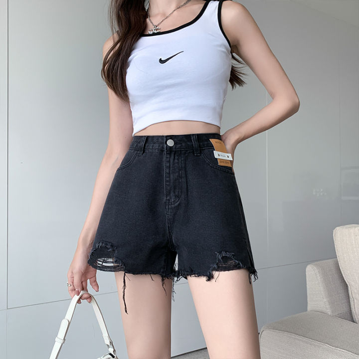 xs-2xl-สีขาวสีดำสูงเอว-denim-กางเกงขาสั้นผู้หญิงฤดูร้อนเกาหลีแฟชั่นกางเกงยีนส์หลวมหญิงเซ็กซี่ทั้งหมดตรงกับ-casual-เสื้อผ้า