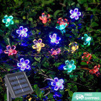 Solar String Light 5M 6.5M 7M 12M Cherry Flower 20LED 30Led 50LED 100LED Outdoor Lighting for Home Garden Decoration Waterproof Christmas Party Fairy