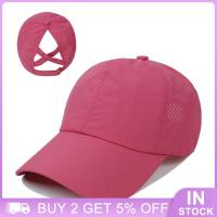 Womens Sunshade Baseball Caps Solid Color Ponytail Cap Cycling Fishing Girls Sun Hat Quick Drying Cross Opening Sunscreen Caps