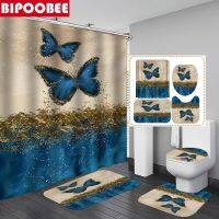 【CW】✻✳  Glitter Shower Curtain Fabric Curtains Toilet Cover Non-Slip Rugs Mats