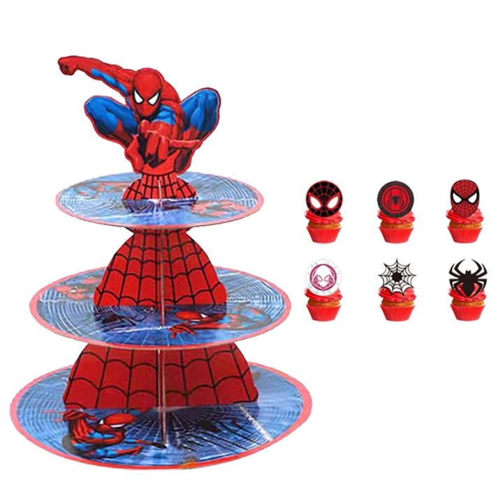 3-tier-marvel-spiderman-theme-cake-stand-superhero-foldable-cupcake-rack-kids-baby-birthday-party-decoration-cake-supplies-set