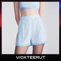 VICKTEERUT (ราคาปกติ 5,800-.) Gingham Organza Pleated Shorts กางเกงขาสั้น ผ้าออร์แกนซา ลายตาราง