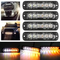 4X12 24โวลต์6led รถรถบรรทุกฉุกเฉิน Beacon อันตรายแฟลชแสงสีเหลือง/สีขาวรถกระพริบ Led