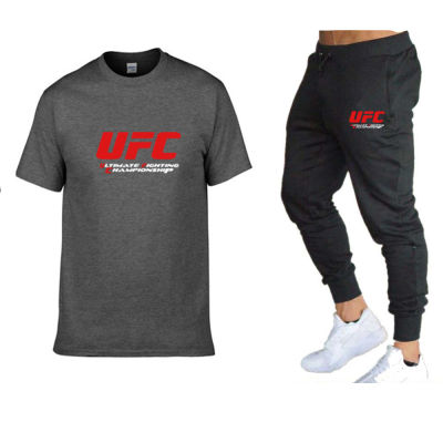 New Mens Summer Leisure Sets T-Shirt+Pants Two Pieces Casual Tracksuit Male MMA Boxing Sportswear Gym Brand Clothing Sweat Suit