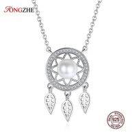 TONGZHE 925 Sterling Silver Freshwater Pearl Necklace for Women Dream Catcher Bohemia Handmade Jewelry Statement Necklace 2019