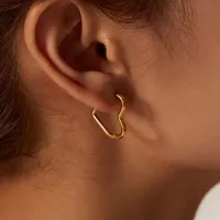 Fashion Minimalist Gold Color Stainless Steel Heart Earrings For Women Girl Simple Punk Hoop Earrings Piercing Korean Jewelry