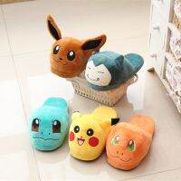 รองเท้าแตะ ผ้ากํามะหยี่ขนนิ่ม ลาย Pokemon Pikachu Snorlax Charmander แฟชั่นฤดูใบไม้ผลิ และฤดูใบไม้ร่วง สไตล์ญี่ปุ่น สําหรับผู้หญิง