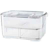 Fruit and Vegetable Fresh-Keeping Box Plastic Transparent Drain Refrigerator Storage Fresh-Keeping Box with Lid