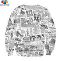 SONSPEE 3D Print Newspaper Books Sweatshirts Mens Women Long Sleeve Casual Harajuku Streetwear Hoodie Pullover Fitness Tops