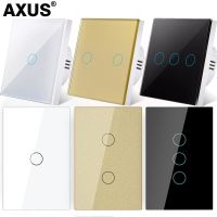 [ใหม่ Z] AXUS Eup/us AC100-240V แก้วคริสตัลสีขาวเทมเปอร์สวิตช์สัมผัสสวิตช์แผงไฟผนัง1/2/3แก๊งค์เซ็นเซอร์ขัดจังหวะ