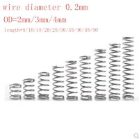 20pcs/lot 0.2mm Stainless Steel Micro Small Compression spring OD 2mm/3mm/4mm length 5mm to 50mm