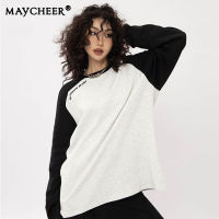 MAYCHEER   เสื้อกันหนาวมีตัวอักษรเสื้อกันหนาวแฟชั่น,สเวตเชิ้ต Baju Atasan Trendy มีตัวเลขญี่ปุ่นใหม่เสื้ออเนกประสงค์สำหรับคู่รัก