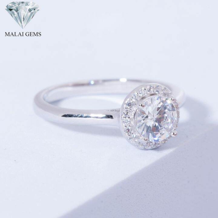 malai-gems-แหวนเพชร-แหวนเพชรล้อม-เงินแท้-925-เคลือบทองคำขาว-ประดับเพชรสวิส-cz-รุ่น-291-941y0163-แถมกล่อง-แหวนเงินแท้-แหวนเงิน