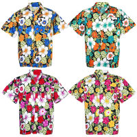 Size S M Hawaiian Shirt Cotton เสื้อเชิ้ตฮาวาย Colorful Flower Leisure Beach Holiday รุ่น Cotton hw909 เสื้อสงกรานต์ เสื้อลายดอก