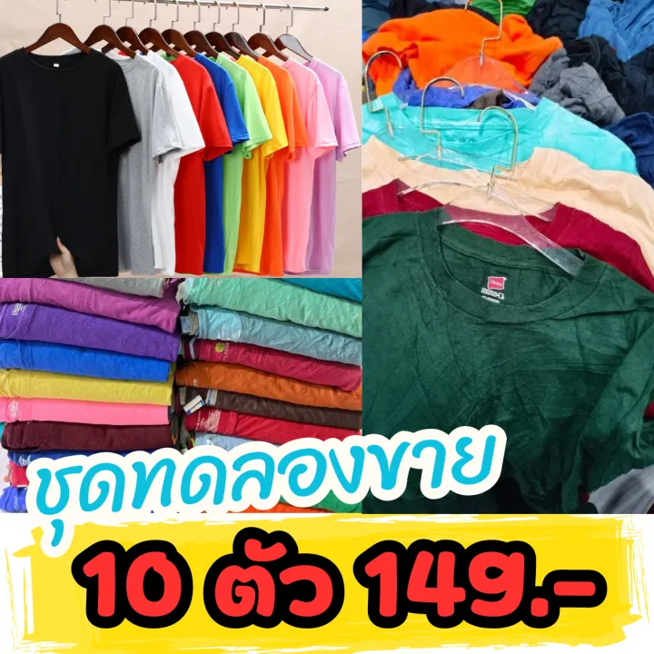 ✓เสื้อยืดสีพื้น 10 ตัว ✓ เสื้อยืดมือสอง Usa คอกลม สภาพดี ไม่มีชำรุด ใส่สบาย  ขายต่อได้ มีปลายทาง | Lazada.Co.Th