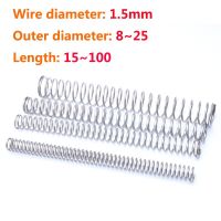 304 Stainless Steel  10pcs Spring Wire Diameter 1.5mm Compress Pressure Spring Rotor Return Buffer Cylidrical Coil Od 8mm~25mm Coil Springs