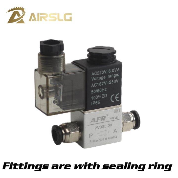 2V025-08 Dc12v 24V 220V Airtac Jenis Pneumatik Udara Solenoid Katup 2 ...