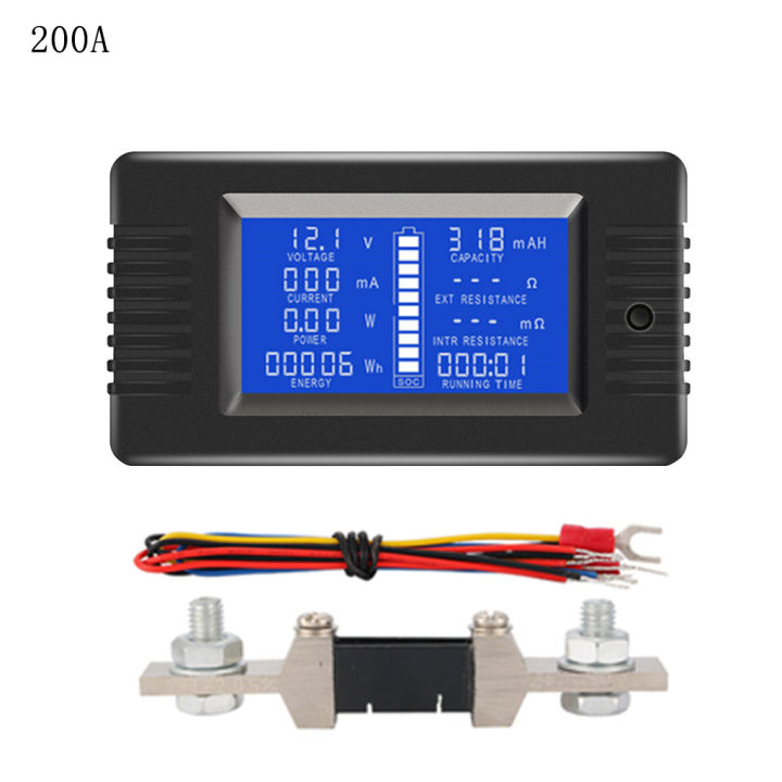 0-200V 50A100A200A300A Battery Capacity Tester Monitor Voltage Current Resistance Capacity Watt Power Energy Meter