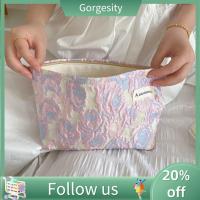 GORGESITY Jacquard กระเป๋าเครื่องสำอางแฟชั่นบรรจุของได้มากสกินแคร์กระเป๋าเก็บของผู้หญิงหญิงสาวถุงเครื่องสำอางพกพาได้สะดวก