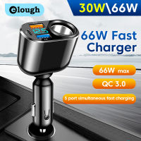 Elough 66วัตต์ชาร์จไฟในรถ USB QC3.0 PD3.0รถยนต์ไฟแช็กซ็อกเก็ต S Plitter ชาร์จอะแดปเตอร์ซ็อกเก็ตไฟฟ้าที่มีจอแสดงผล LED