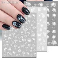 ✘ Nail Art Decals Transparent Florals Watercolor White Flowers Lotus Leafs Back Glue Nail Stickers Decoration For Nail Tips Beauty