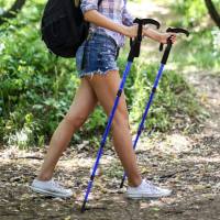 【COD】 Telescopic Lightweight Anti-Skid Aluminium Alloy Walking Cane Stick Trekking Pole