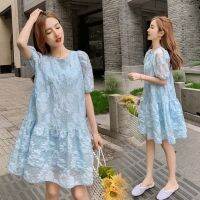 【DT】hot！ 6123  Maternity Short Sleeve Matching Loose  fleabane for Mom