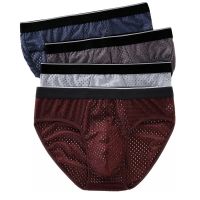 【CW】 4 Pcs/Lot Men  39;s Large Size Silk Breathable Mesh Briefs