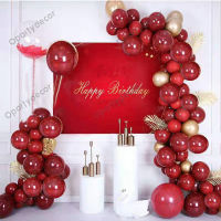 100Pcs Red Feather Balloon Garland Arch Kit Metallic Gold Birthday Wedding Party Decoration Baby Bridal Shower Anniversary Decor