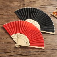 Chinese Style Silk Cloth Blank Folding Fan Solid Color Wooden Hand Fan For DIY Calligraphy Painting Crafts Home Decor Photo Prop