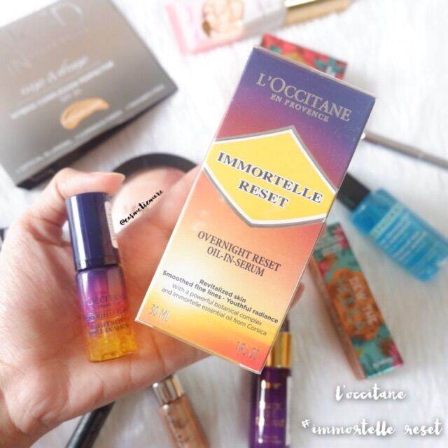 ออยล์อินเซรั่ม-loccitane-immortelle-overnight-reset-oil-in-serum-5ml-รีเซ็ตผิวให้กระจ่างใส-เปล่งประกายออร่าในทุกๆวัน-จากล็อกซิทาน-สินค้าพร้อมส่ง