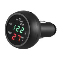 、‘】【； Digital LED Car Cigarette Lighter Voltmeter Thermometer Car Truck USB Charger 12V/24V Temperature Meter Voltmeter 3 In 1/ 2 In 1