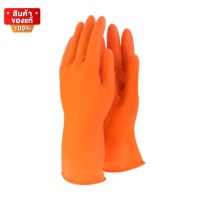 ถุงมือแม่บ้าน ถุงมือยางสีส้ม แบบหนา ถุงมือทำความสะอาด ถุงมืออเนกประสงค์ จำนวน 1 คู่ SIZE S/M/L [maid gloves Orange rubber gloves, thick, cleaning gloves 1 pair of multipurpose gloves SIZE S/M/L]