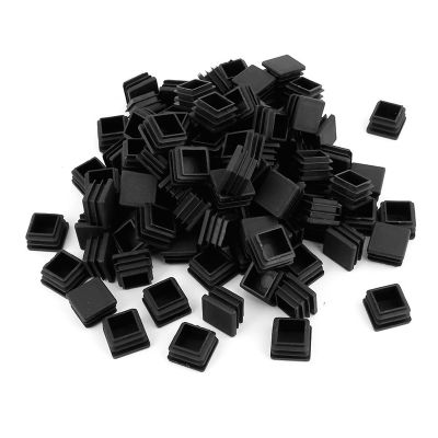❀☄✳ 100pcs Plastic Square Tube Inserts End Blanking Caps 20mm x 20mm Black