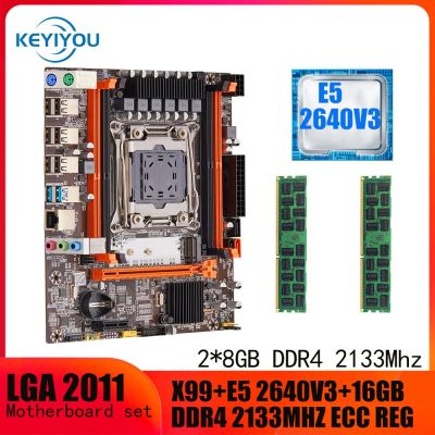 เมนบอร์ด X99 LGA 2011-3ชุด2640V3 E5 Xeon และ2*8GB DDR4หน่วยความจำ RAM อีซีซีอาร์อีจี2133MHZ