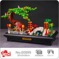 เหล่านี้00899 Eternal Plant Pine Tree Bridge River บอลลูนสวน bonsai หม้อ3D MINI Blocks อิฐของเล่นสำหรับเด็กไม่มีกล่อง