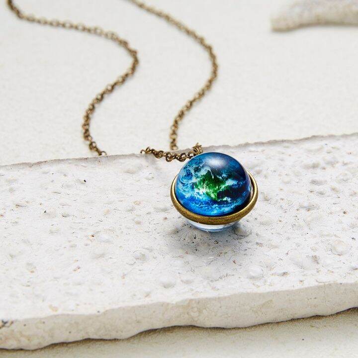 cw-1pc-vintage-colorful-galaxy-universe-round-pendant-necklace-glow-in-the-dark-glass-ball-metal-chain-choker-fashion-jewelry-gift