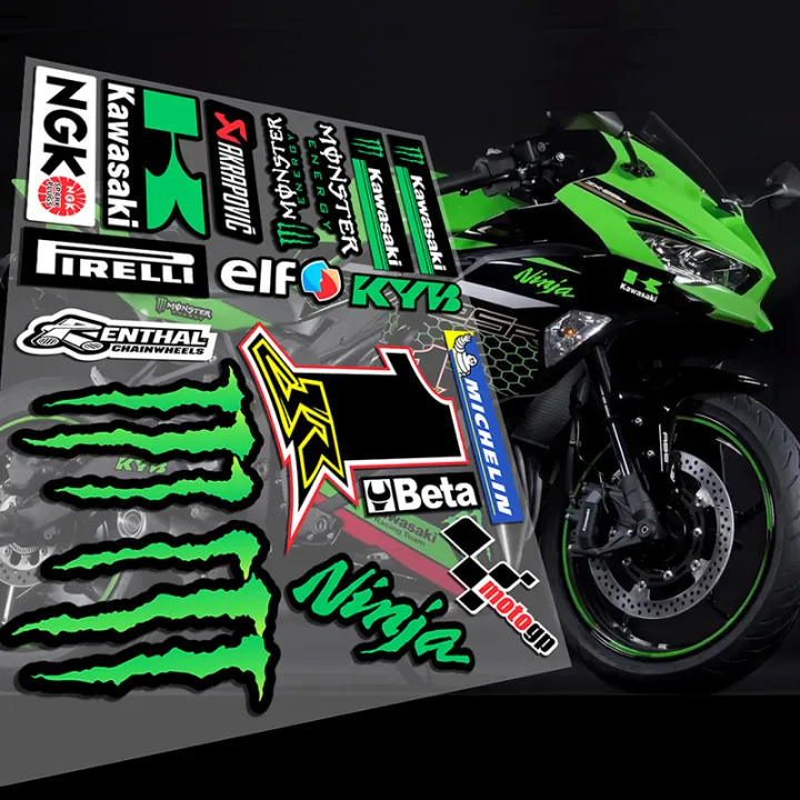 Kawasaki Ninja Motorcycle Sticker Monster Energy Kawasaki Reflective
